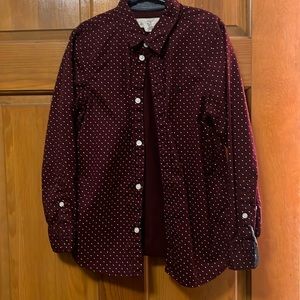 L.O.G.G label of graded goods, button-down boys, maroon color, dots worn once